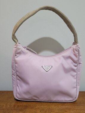 Vintage Prada Tessuto Nylon Mini Hobo Shoulder Bag. Color Lilla Handbag